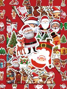 50 Stücke Weihnachts-Themen Aufkleber, PVC Aufkleber, Handyhüllen, Laptops, Wasserflaschen, unregelmäßig geformte selbstklebende Einweg-Feiertags-Dekorationen, Weihnachts- und Neujahrgeschenke