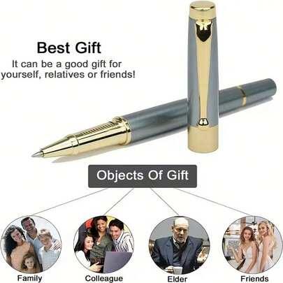 Luxury Business Gift Rollerball Pen Set, Includes 2 Refills And Elegant Gift Box, Multiple Styles Available. Stainless Steel Pen Body, Premium Packaging, Suitable For Executive Office Signing, Unisex.