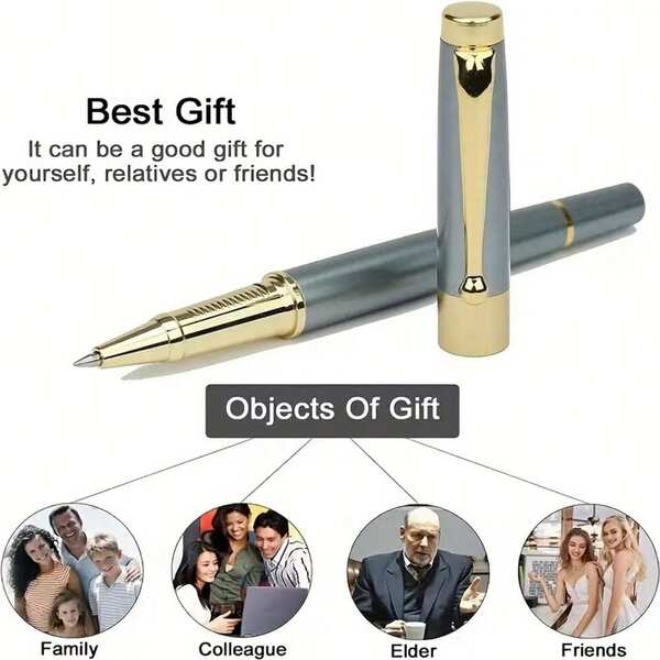 Luxury Business Gift Rollerball Pen Set, Includes 2 Refills And Elegant Gift Box, Multiple Styles Available. Stainless Steel Pen Body, Premium Packaging, Suitable For Executive Office Signing, Unisex.