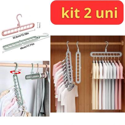 Kit 3 Cabide Organizador Mágico Multifuncional 9 Furos