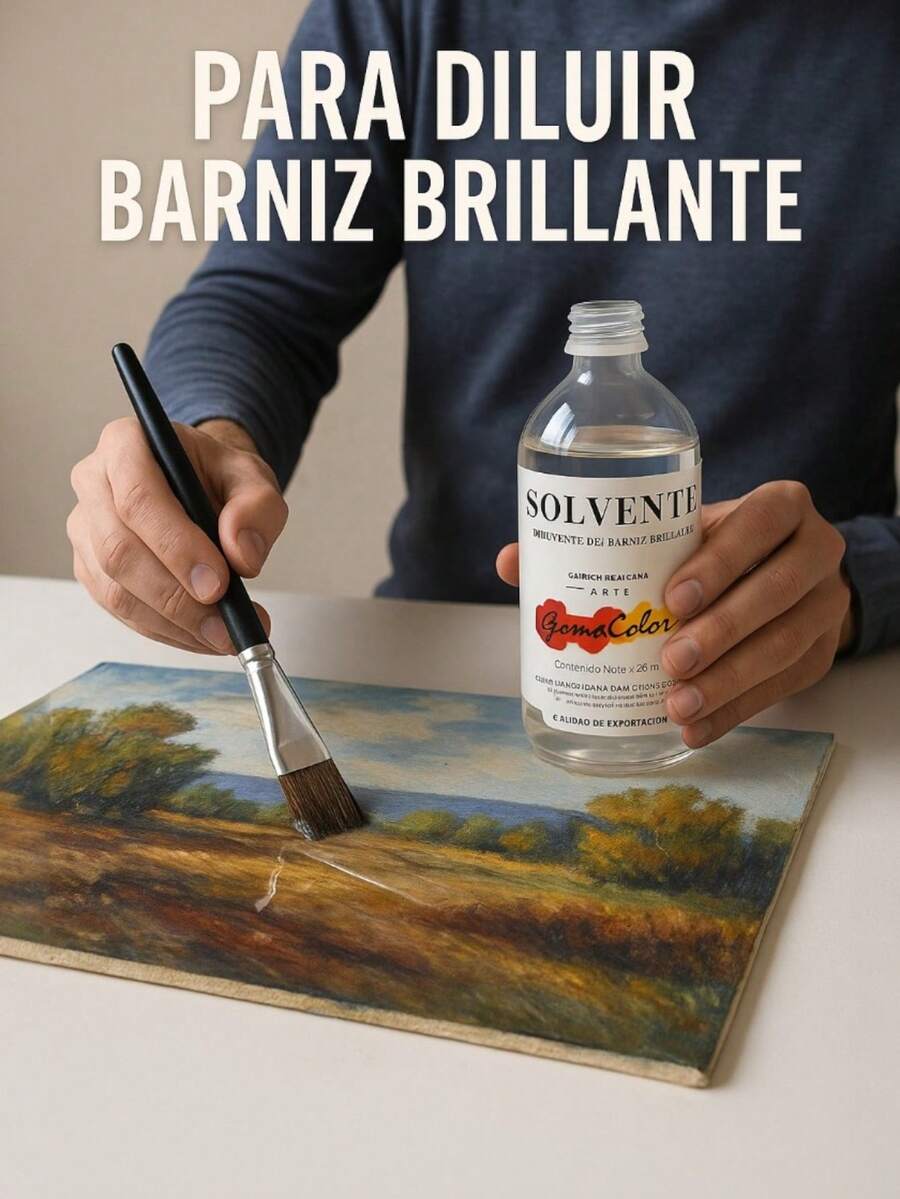 Solvente diluyente barniz brillo capacidad 125ml gama color pintura manualidades hogar accesorios resistentes mezcla transparente fácil aplicación diseño práctico multiusos - solvente gama color - Ver 1