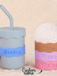 1pc Personalized Insulated Cup Protective Covers, Personalized Labels, Reusable Daycare Items, Customized Water Bottle Labels, And Labeled Customizable Silicone Cup Straps. These Are Essential Items For Daycare Supplies, Featuring Anti-Slip And Heat-Resistant Functions.