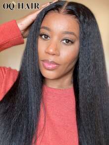 OQ Hair No Leave Out V Part With Elastic Drawstring Protective Style Kinky Straight Glueless Wig 180% Density 14-16 Inch Bob Wig 18-30 Inch Long Wig Natural Black Top Quality Natural Looking Versatile Style Human Hair Wig Frontal Human Hair Real Human Hair Wigs Wear And Go Glueless Wig Human Hair Free Gifts Free Shipping Halloween Costumes Human Hair Wigs Halloween Travel Essentials Y2K Turn Up Baddie Holiday Vacation For Women - S1 - View 3