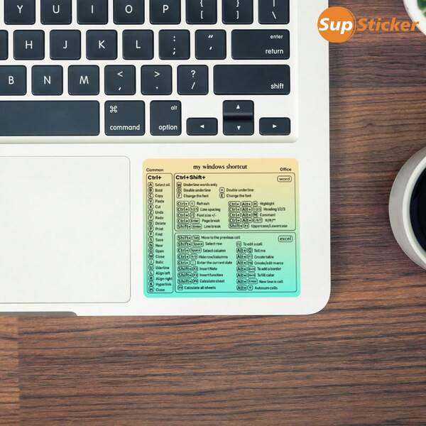 SUPSTICKER 1pc Ombre Color Pen, 1pc 3.15x3.15inch Laptop Shortcut Key Sticker, Functional Style Sticker With Office Shortcut Usage Instructions, Self-Adhesive, Clear, Practical, Durable, Suitable For Office, Computer Operation, Improve Work Efficiency