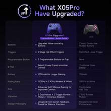 EasySMX X05 Pro 无线游戏手柄，PC 控制器，静音按键/双段式扳机/八向方向键/柔软橡胶握把/霍尔效应摇杆/RGB 灯光/可编程按键/1000mAh 大容量电池/多模式连接开关。兼容 PC/Switch/手机/Steam/电视，双震动马达，脉冲扳机。 - 紫色 - 查看 11