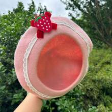 初秋草莓贝雷帽，新款可爱甜美百搭粉色贝雷帽，闪耀波西米亚风情 - 彩色 - 查看 4