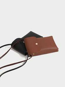 1pc PU New Fashion Large Capacity Casual Versatile Colorblock Vintage Floral Material Luxury High-End Elegant Elegant Women's Phone Storage Retro Wallet Student Portable Storage Phone Coin Multi-Layer Phone Bag Suitable For Office White-Collar Workers Commuters College Students Daily Use Printed Small Bag - Black - View 2