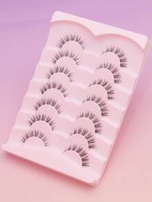 7 Pairs Of Transparent Root Natural False Eyelashes And Glue Set Are The Favorite Eyelash Styles For Girls. Fluffy, Soft, Dramatic 3D Mink Eyelashes, Short And Thick False Eyelashes, Extended Eyelashes, Loose False Eyelashes, Makeup Products For Weddings, Parties - Black - View 7