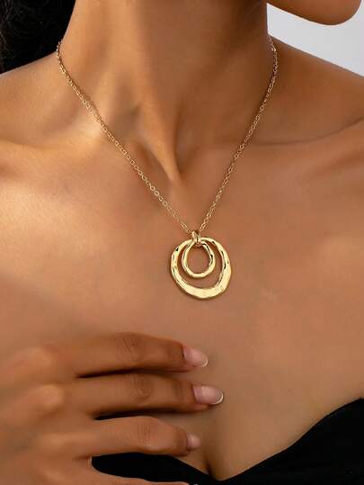 1 chiếc vòng cổ mặt tròn hình học phong cách Punk thời trang, phụ kiện dành cho nữ