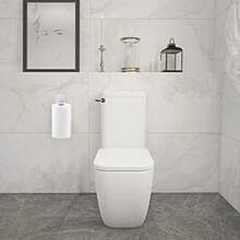 Soporte para papel higiénico sin taladro, estante de hierro para rollo de papel higiénico de baño, se adhiere a la puerta, soporte para toallas de cocina (blanco)