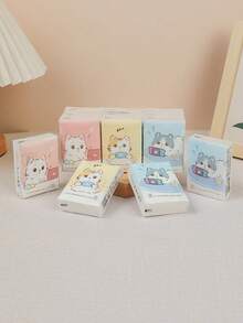 144pcs/72pcs/24pcs/8pcs Colorful Cat Print Natural Woodpulp Handkerchief Tissues, Suitable For Daily Life Cleaning,Kitchen,Bathroom,Home,Household Supplies - Multicolor - View 4