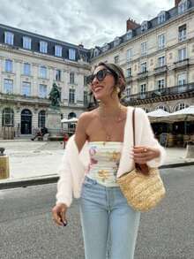 LUBI 基础款宽松V领开衫，宽松版型，柔软针织面料，纯色设计，舒适休闲，适合休闲、通勤、下午茶、旅行、女士、情人节、新年等场合。 - 奶油色 - 查看 4