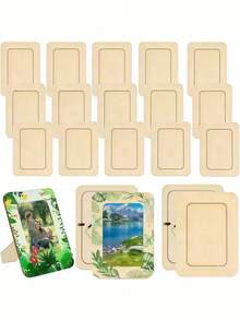 17 件儿童相框工艺套件、未完成的木制相框工艺套件、DIY 绘画套件包括未完成的木制相框、彩色笔、水晶钻石贴纸，用于框架装饰和定制艺术项目、垂直桌面展示框、未完成的绘画和装饰性木制相框、家居装饰、定制艺术项目、定制照片展示和艺术项目礼物、生日、毕业 - 彩色 - 查看 10