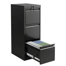 3-Drawer Locking File Cabinet For Home Office, Black Metal Vertical Filing Cabinet With Anti-Tilt Security, Silent Slides, Fits Folders, Easy Assembly - Black - View 8