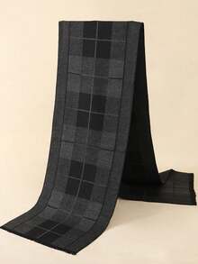 1pc Classic Striped & Plaid Print Warm Thick Scarf, Unisex Fashion Casual Couple Neck Warmer, Suitable For Daily Wear, Autumn/Winter