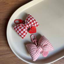 1Pc Love Candy Color Plaid Bowknot Bag Package Pendant Sweet Lovely Key Buckle Hanging Decoration Graduation Gift - 粉色 - 查看 12