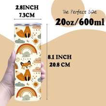 1pc 12oz/20oz Cute Fox And Rainbow Pattern Tumbler With Lid And Straw, Insulated Travel Mug For Fall, Gift For Women Men, Ideal For Halloween, Memorial, Christmas, Birthday Gift, Iced/Hot Coffee Cup - 20盎司 - 查看 10