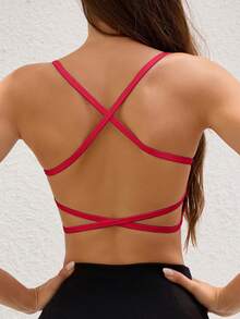 ATTRACO Backless Sports Tank Top, Showcase Your Beautiful Back Lines, Summer Top - Red - View 1
