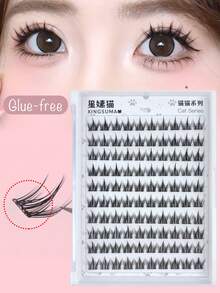 100pcs/Pack Glue-Free Removable Individual Eyelash Clusters, C 0.07 Natural Makeup Effect, DIY Eyelash Extension, False Eyelashes, Natural Cluster, Cosplay Eyelashes, 10 Rows Wearing, Glue-Free Eyelash, Natural Lengthening False Eyelash Clusters, Women Eye Makeup, Party, Club, Makeup Tools - 黑色 - 查看 1