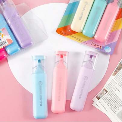 6 Stücke augenfreundliche Soft-Tip Pastellmakronen-Farbmarker, für Journaling, Zeichnen und Notizen, Rückkehr zur Schule. Leichte Risse/Mängel beeinträchtigen die Verwendung nicht. (Einige Farben sind zufällig)