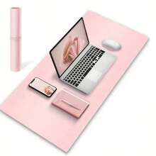 1 tấm lót bàn bảo vệ mắt, tấm lót văn phòng, tấm lót chuột lớn, giấy thấm da PU chống trượt, bàn máy tính xách tay, tấm lót bàn trang điểm làm móng, tấm lót bàn cà phê, tấm lót bàn trang điểm, khăn trải bàn cỡ lớn, tấm lót viết chống thấm nước cho văn phòng và gia đình, chống thấm nước - Hồng - Xem 11