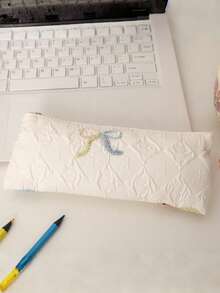 1 Estojo de Lápis com Laço: Com uma estética elevada, grande capacidade, funciona tanto como um estojo de papelaria fofo para meninas quanto como uma bolsa de armazenamento para estudantes. Com um design minimalista, porém adorável, é um item essencial para passeios e uma escolha ideal para senhoras conscientes de estilo. - Multicolorido - Visão 17