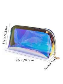 1 件时尚彩色透明洗漱包大容量拉链化妆品收纳包沙滩防水手拿包女士女孩旅行必需品，适用于假日海滩、浴室收纳、卧室收纳，大容量 - 彩色 - 查看 7