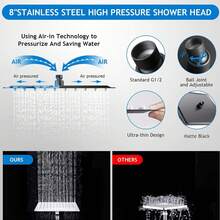 Shower Head With Handheld Spray, High-Pressure 8-Inch Rain Shower Head Set - Black - View 4