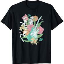 Fenderes Spring Time Guitar Vintage Bees And Flowers Poster T-Shirt - màu đen - Xem 1