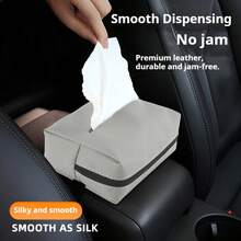 真皮车载纸巾盒，悬挂式纸巾架，适用于汽车座椅靠背、扶手箱，车内储物配件 - 均碼 - 查看 4