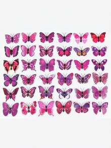 50pcs 3D Removable Butterfly Wall Stickers, Suitable For Home, Room, Bedroom, Party Decoration, 6CM