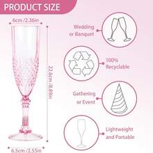 Copas de champán de plástico, copas de vino de plástico azul, copas de champán reutilizables para bodas, despedidas de soltero, brindis y eventos. - Rosa - Ver 7