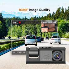 1pc Dual Channel 1080P Full HD Dash Cam, Front And Rear Dual Recording, DVR Car Camera Recorder With Loop Recording, 2-Inch Display, No SD Card Included, 150mAh Battery Capacity - Black - View 3