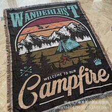 Picnic Blanket, Home Blanket, Bed Blanket, Sofa Towel, Moisture-Proof Camping Blanket, Tent Mat, Warm Blanket, Bohemian Style Tear Resistant Home Leisure Blanket, Sofa Towel, Tablecloth, Sofa Cover, Tapestry, Outdoor Background Fabric - Navy Blue - View 2