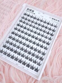 100pcs/Pack Glue-Free Removable Individual Eyelash Clusters, C 0.07 Natural Makeup Effect, DIY Eyelash Extension, False Eyelashes, Natural Cluster, Cosplay Eyelashes, 10 Rows Wearing, Glue-Free Eyelash, Natural Lengthening False Eyelash Clusters, Women Eye Makeup, Party, Club, Makeup Tools - 黑色 - 查看 5
