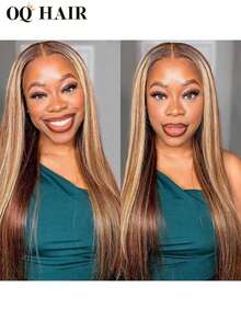 OQ Hair Wear And Go Glueless 6x4 Transparent Lace Front Wig Straight Human Hair 180% Density 16-30 Inch Pre-Plucked Hairline Piano Color Human Hair Natural Hairline Daily Wear No Glue Wig Free Shipping - S4/27 - View 2