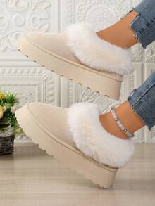 Botas de nieve para mujer de talla grande, de estilo clásico y cómodas, con puntera cerrada y suela gruesa. Con forro grueso y aislamiento térmico acolchado, aptas para uso en interiores y exteriores en invierno