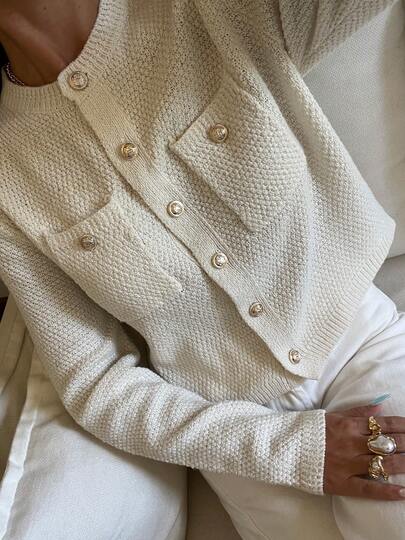 MORI Autumn And Winter Fashion Elegant Round Neck Long Sleeve Knitted Sweater For Women, New Versatile Daily Commuting Warm Coat, Christmas Warm Top Sweater Coat. New Years