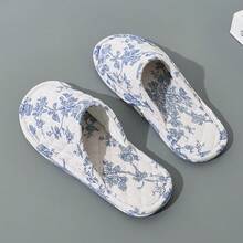 女士中式软底拖鞋，室内拖鞋，静音防滑布艺拖鞋 - 青花瓷 - 查看 2