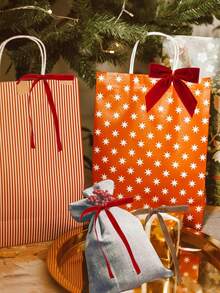 20pcs-Red Small Velvet Christmas Bow For Christmas Tree, Garland, Gift Wrap, Crafts, Wedding, Party, Twisted Rope Bow For Gift Bags, Baking Bags, Home Decor - Twisted Rope Bow