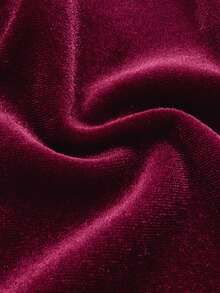 优雅浪漫约会天鹅绒长袖圣诞连衣裙，圣诞派对连衣裙 - 酒紅色 - 查看 8