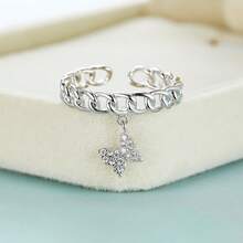 Một Retro Vàng Hai lớp V Thiết kế Thanh lịch Buổi tiệc Nhẫn Với Trắng Khối Zirconia  Đối với phụ nữ - mở vòng đơn - Xem 7