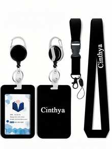 Customizable Name Badge Holder Set, Retractable Clip ID Card Holder, Lanyard, Badge Card Holder, Chest Badge Card, Detachable Lanyard, Including Lanyard, Retractable Clip, Badge Card, Suitable For Customized Work Card Holders, School Season Back To School Student ID Card, Meal Card, Bus Card, Utilities Card Holder