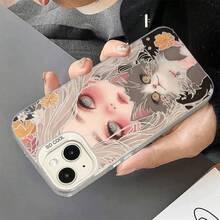 かわいい女の子の絵柄が可愛いシルバーのスマホケースは17/16/15/14/12 Pro 16 Plus、サムスンS 22/S 23/S 24/S 25 Ultra/S 25のスマホ保護カバー、男女適用、簡単転倒防止 - 銀 - チェックする 5