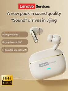 Lenovo LE208 Minimalist Business Bluetooth Earphones, Bluetooth 6.0 Instant Pairing, Low Latency, HIFI Sound Quality, ENC Smart Noise Cancellation, Long Battery Life, Wireless Earbuds For Sports, Business, Study, Compatible With Smartphones & Computers, Essential For Christmas, Holidays, Autumn/Winter, Camping, Vacation