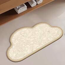 1/3件套浴室防滑吸水垫，云朵花卉图案硅胶浴室垫套装，U型马桶垫和底座垫，2.5毫米厚，浴室厨房装饰圣诞装饰厨房地毯