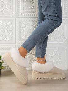 Botas de nieve para mujer de talla grande, de estilo clásico y cómodas, con puntera cerrada y suela gruesa. Con forro grueso y aislamiento térmico acolchado, aptas para uso en interiores y exteriores en invierno