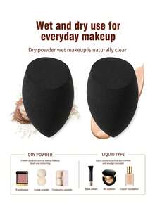 4PCS Makeup Sponge, Suitable For Cream And Powder Concealer, Loose Powder Makeup Applicator - Black - View 3
