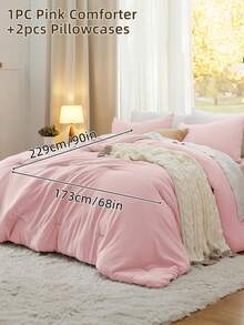 South Life 3pcs Comforter Set, Bedding, Cozy And Warm Bedding, Solid Color, Easy Care And Comfortable, Breathable Bed Set, For Twin, Full, King, Queen Bed Sizes, Suitable For Bedroom, Guest Room, Dormitory, School Bedding Dorm Essentials, All Seasons, Meticulous Festival Gifts, Machine Washable, 1 Comforter And 2 Pcs Pillowcases, Fathers Day Gift, Birthday Decorations, Grad Party Decor, Fathers Day Decor, Graduation Gift, Birthday Gift - Nhiều màu - Xem 17