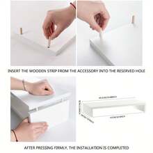 1pc Single-Layer Wooden Computer Desk Riser, White Office Storage Rack, Multifunctional Tabletop Monitor Stand With Drawer Base. Wooden Monitor Stand, Home And Office Desk Riser, Laptop Stand. Suitable For Graduation Gifts, Bachelor Party Gifts, Bridesmaid Gifts, Father's Day Gifts, Halloween Decor - White - View 7